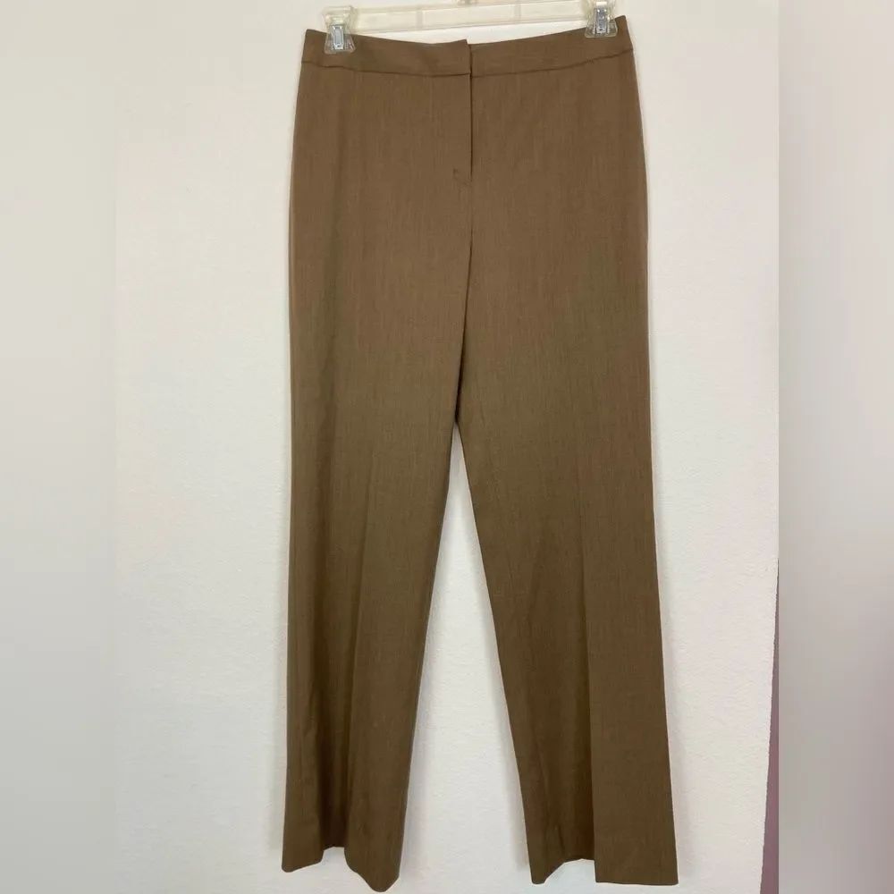 Lafayette 148 New York Flat Front High Waist Trousers wool blend gabardine